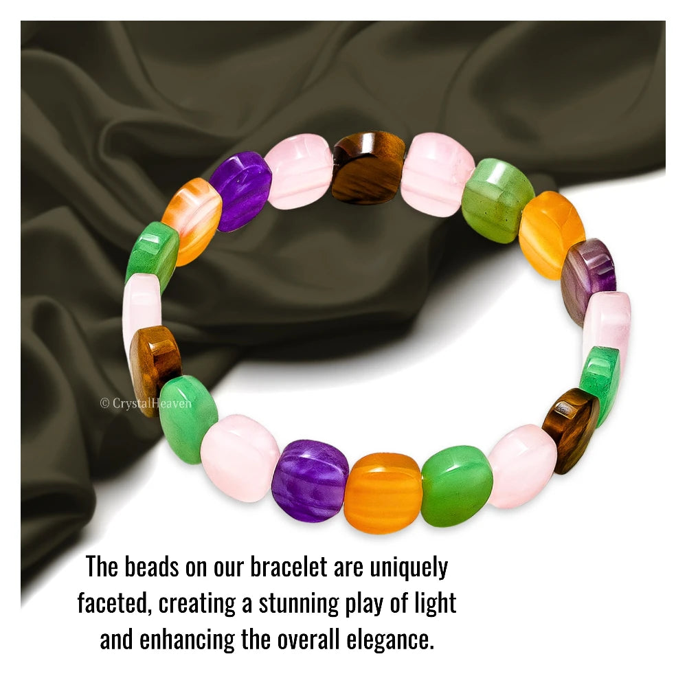 Multi Stone Faceted Beads Bracelet - Oval Stone
