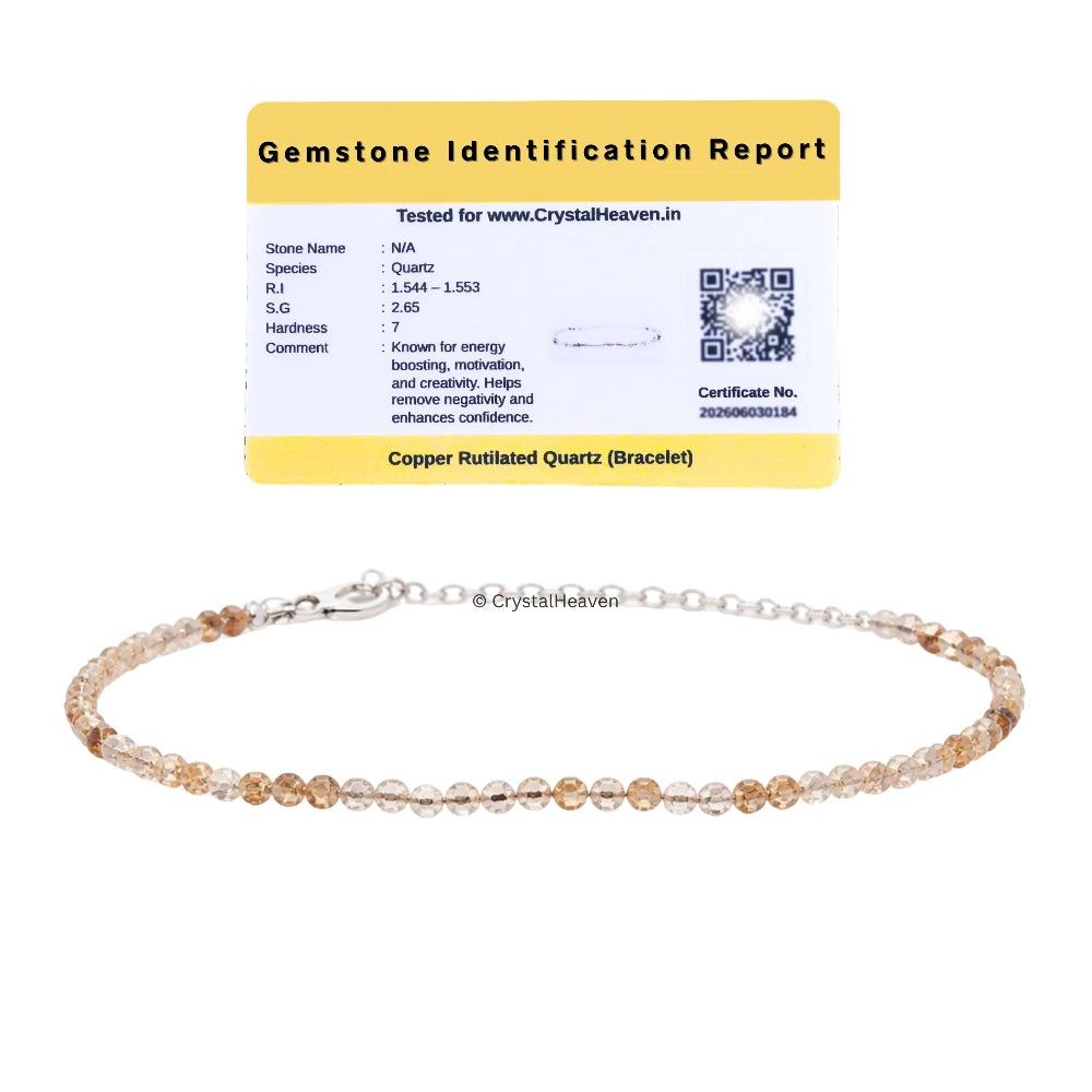 Copper Rutilated Quartz Bracelets - 2mm Faceted Beads (Silver)