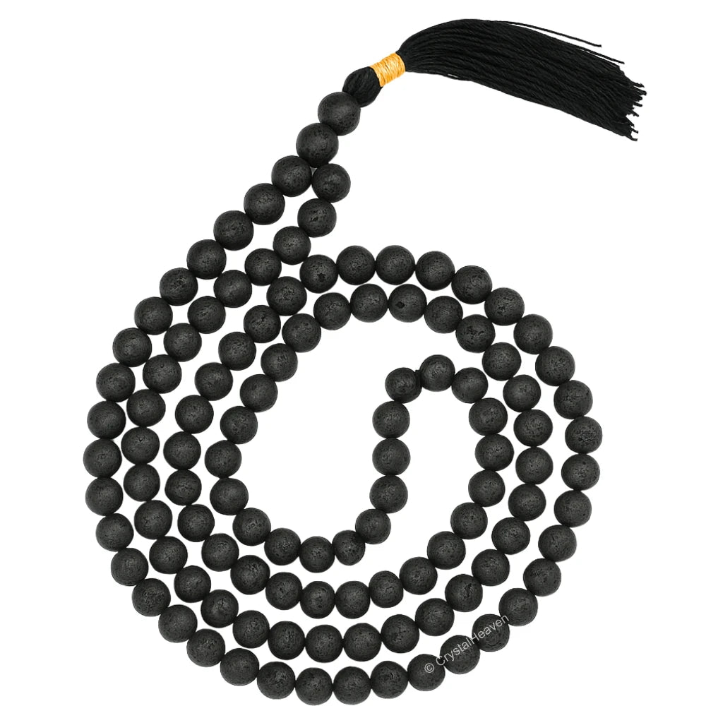 Lava Stone Japa Mala (Without Knot)