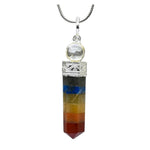 7 Chakra with quartz Necklace - Pencil Point (Silver)