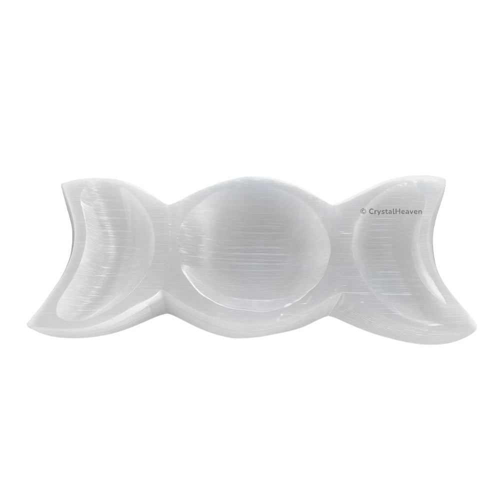 Selenite Crystal Charging Bowl - Triple Moon