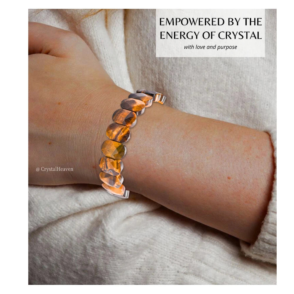 Tiger Eye Faceted Beads Bracelet - Oval Stone