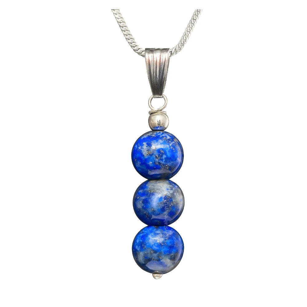 Lapis Lazuli Crystal Bead Necklace (Silver)