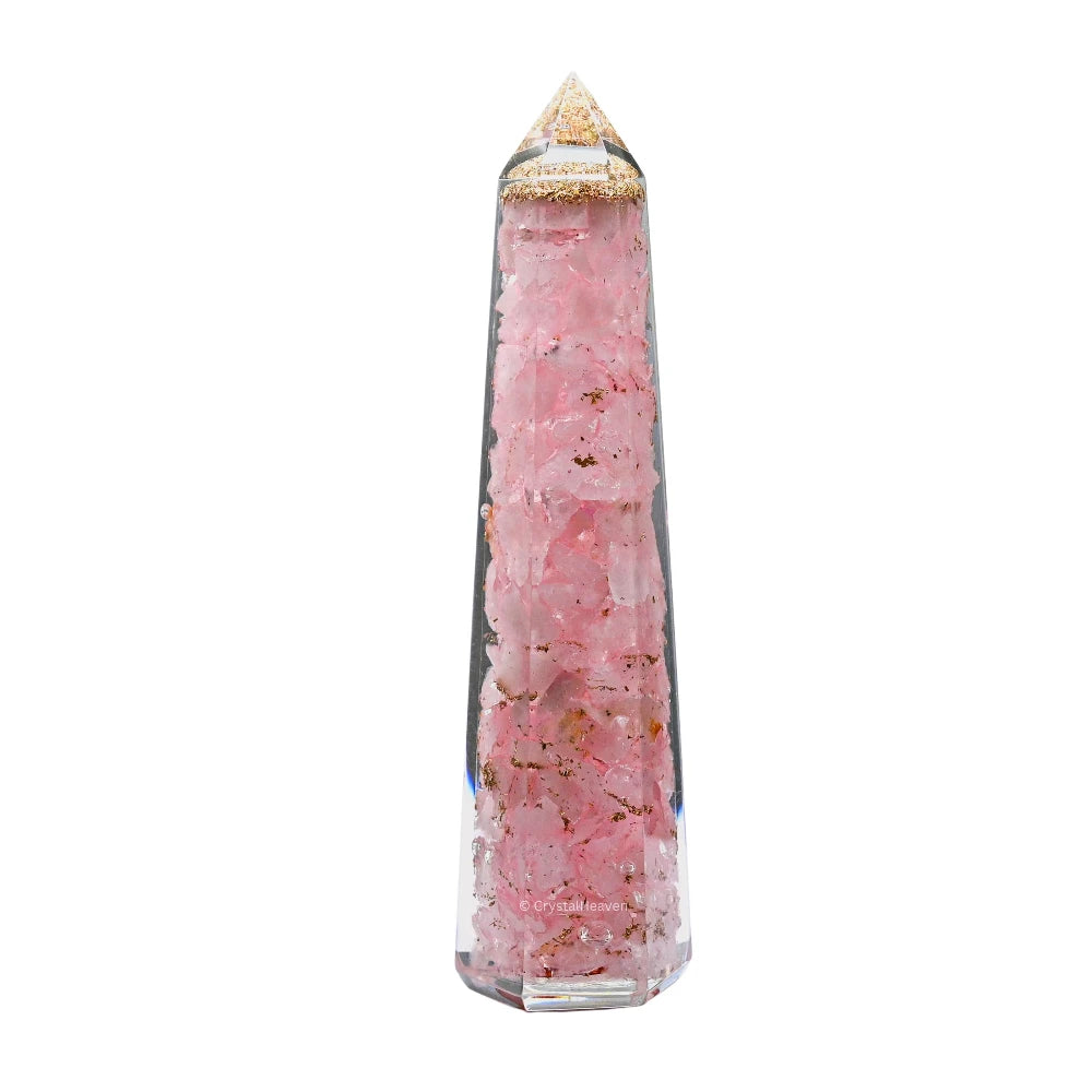 Rose Quartz Crystal Orgone Tower (4.5 Inch)