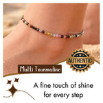 Multi Tourmaline Anklet - 2mm Faceted Beads (Silver)