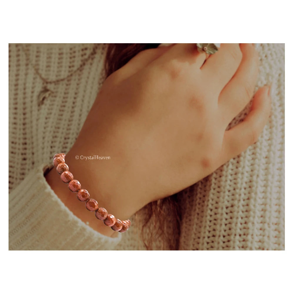 Red Goldstone Bracelet (Faceted-Stretchable)