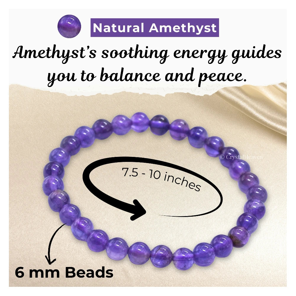 Amethyst Healing Crystal Bracelets - 6mm Beads