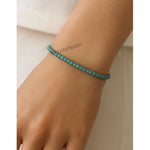 Sky Apatite Bracelets - 2mm Faceted Beads (Gold)