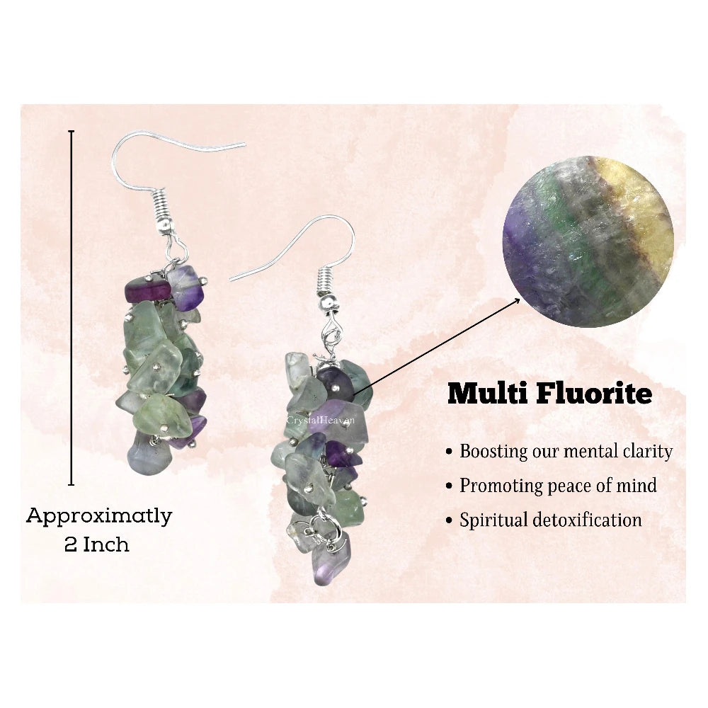 Multi Fluorite Crystal Earrings
