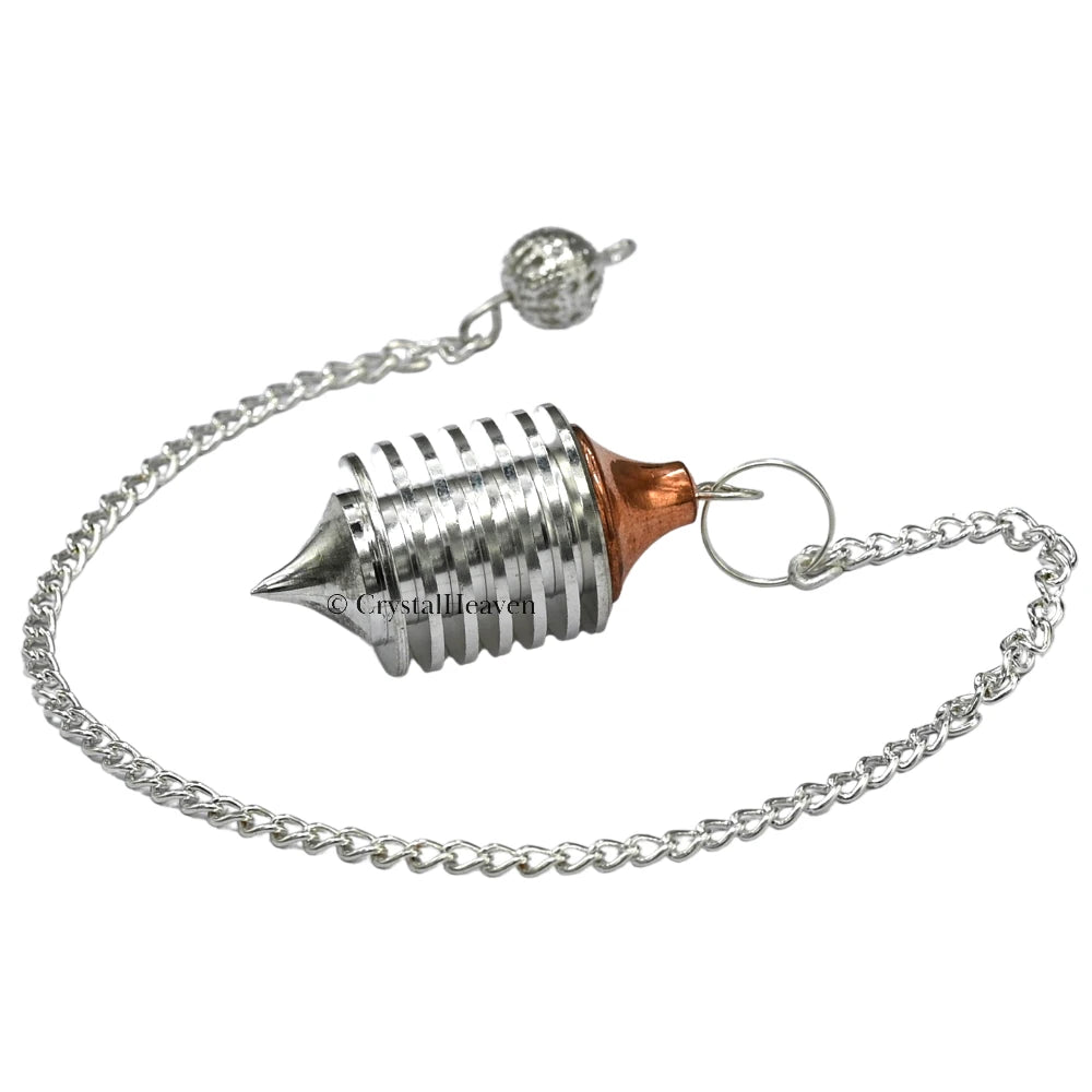 Metal Brass Pendulum - Silver Vertical Hard Coil with Copper (MP69)