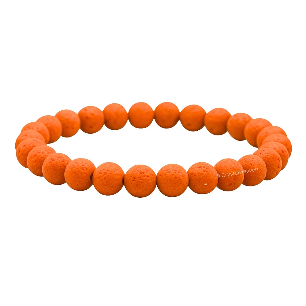 Orange Lava Stone Bracelet (Elastic)