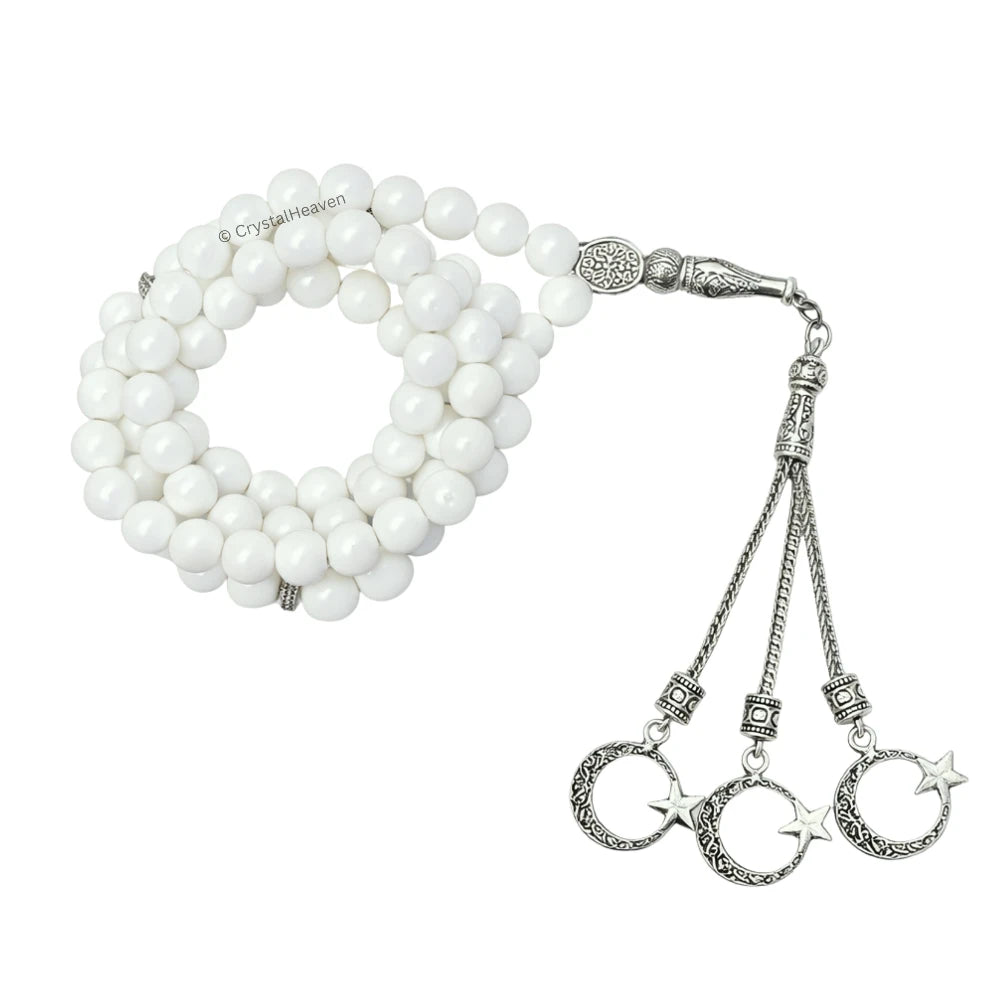 Mother of Pearl Crystal Tasbih (Silver)
