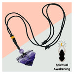 Amethyst Pyramid Macrame Pendant Necklace