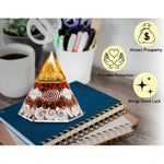 Shri Yantra Gomati Chakra Rudraksha Pyramid - Hexagonal Wealth Pyramid
