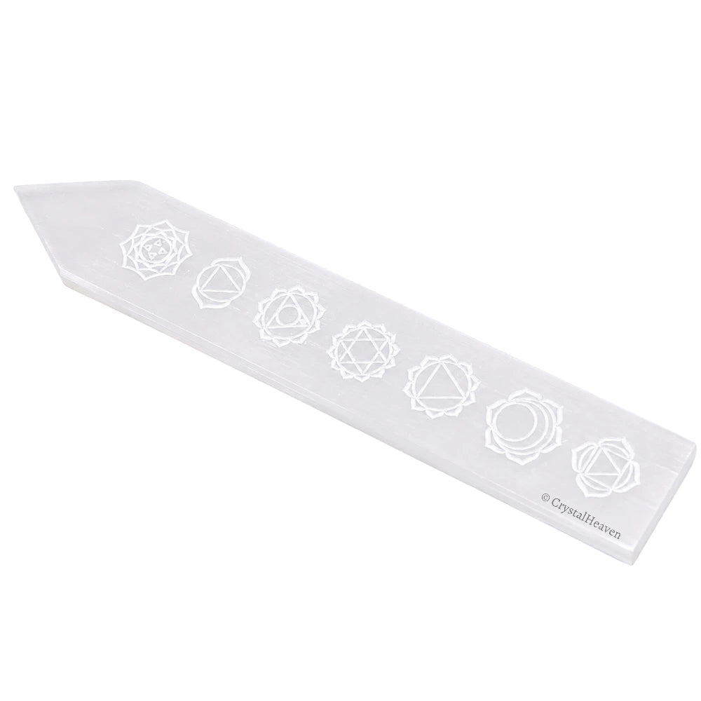 Selenite Charging Plate Stick with Chakra (Pointed)