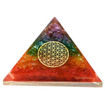 7 Chakra Onyx Orgone Pyramid (Small Flower Of Life)