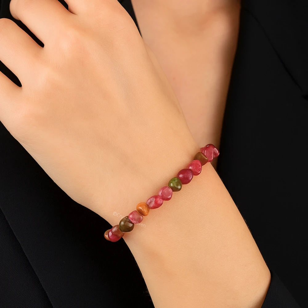 Multi tourmaline Tumbled Bracelet (Elastic)