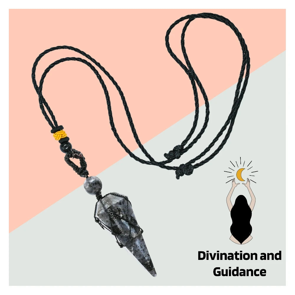 Larvikite Pendulum Pendant Necklace (Macrame)