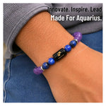Aquarius Bracelet (कुंभ राशि) - Amethyst & Lapis Lazuli