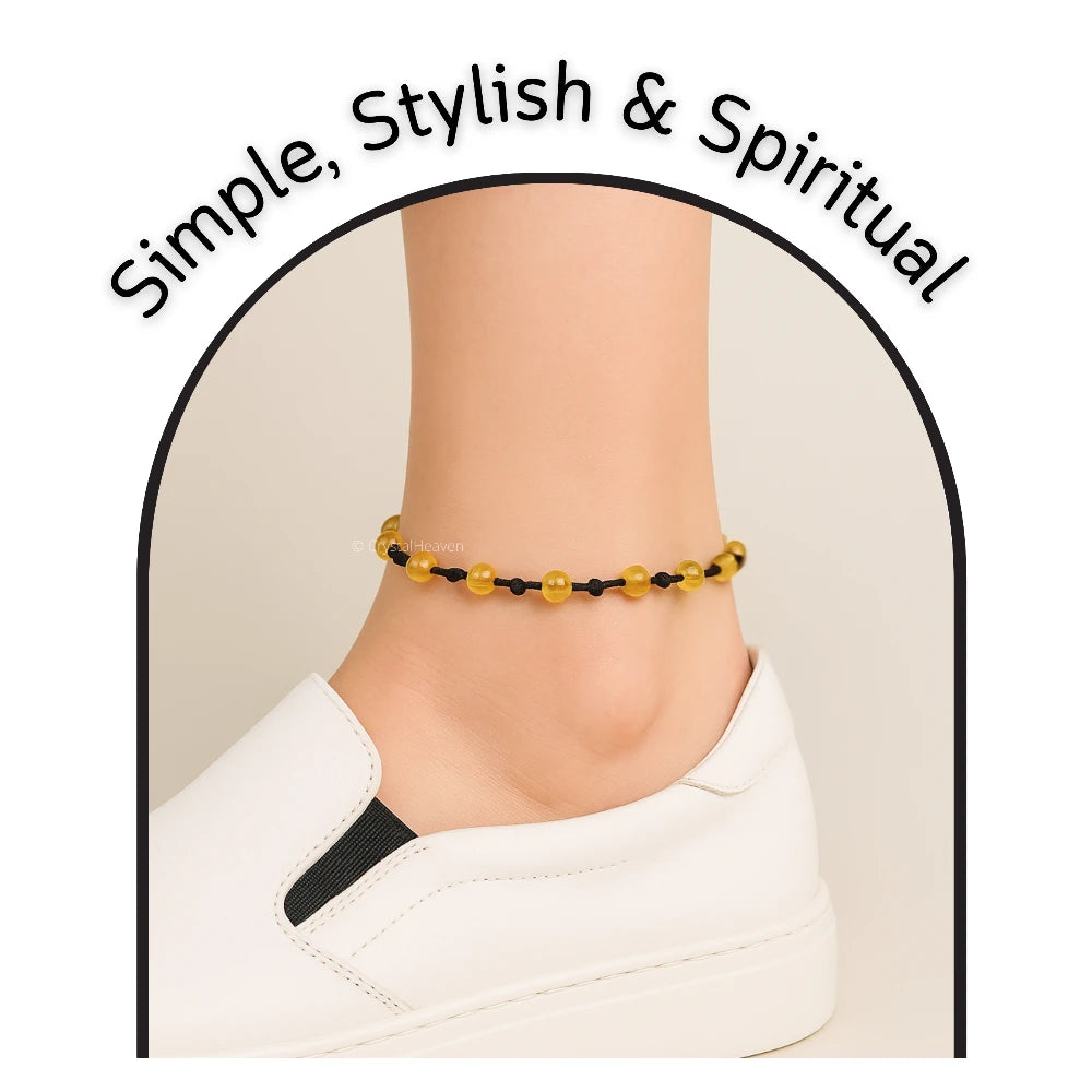 Citrine Anklet (Hand Knotted)
