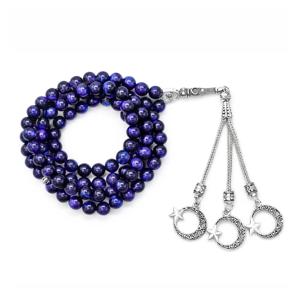 Purple Tiger Eye Crystal Tasbih (Silver)