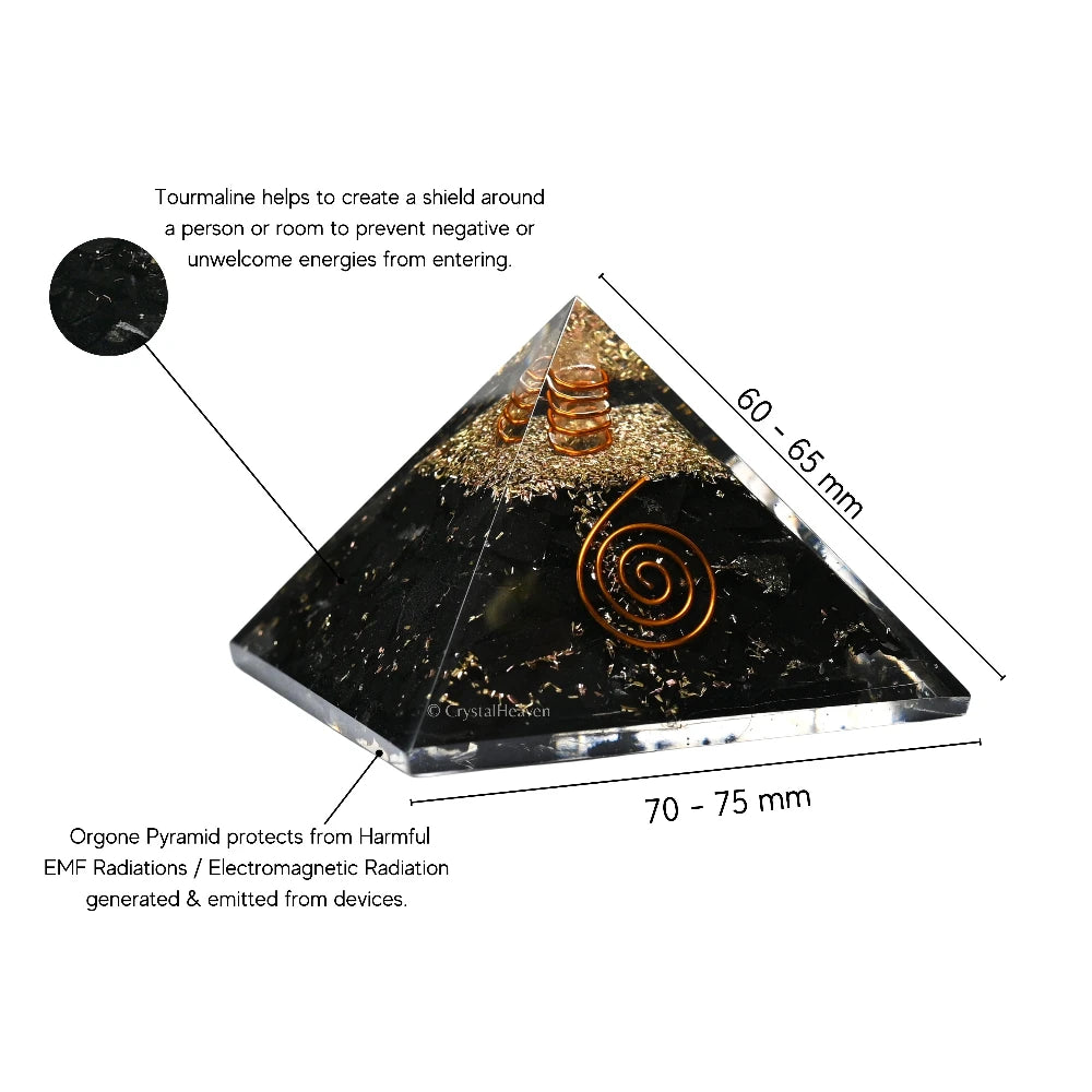 Black Tourmaline Orgone Pyramid (Copper Coil)