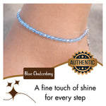 Blue Chalcedony Anklet - 2mm Faceted Beads (Silver)