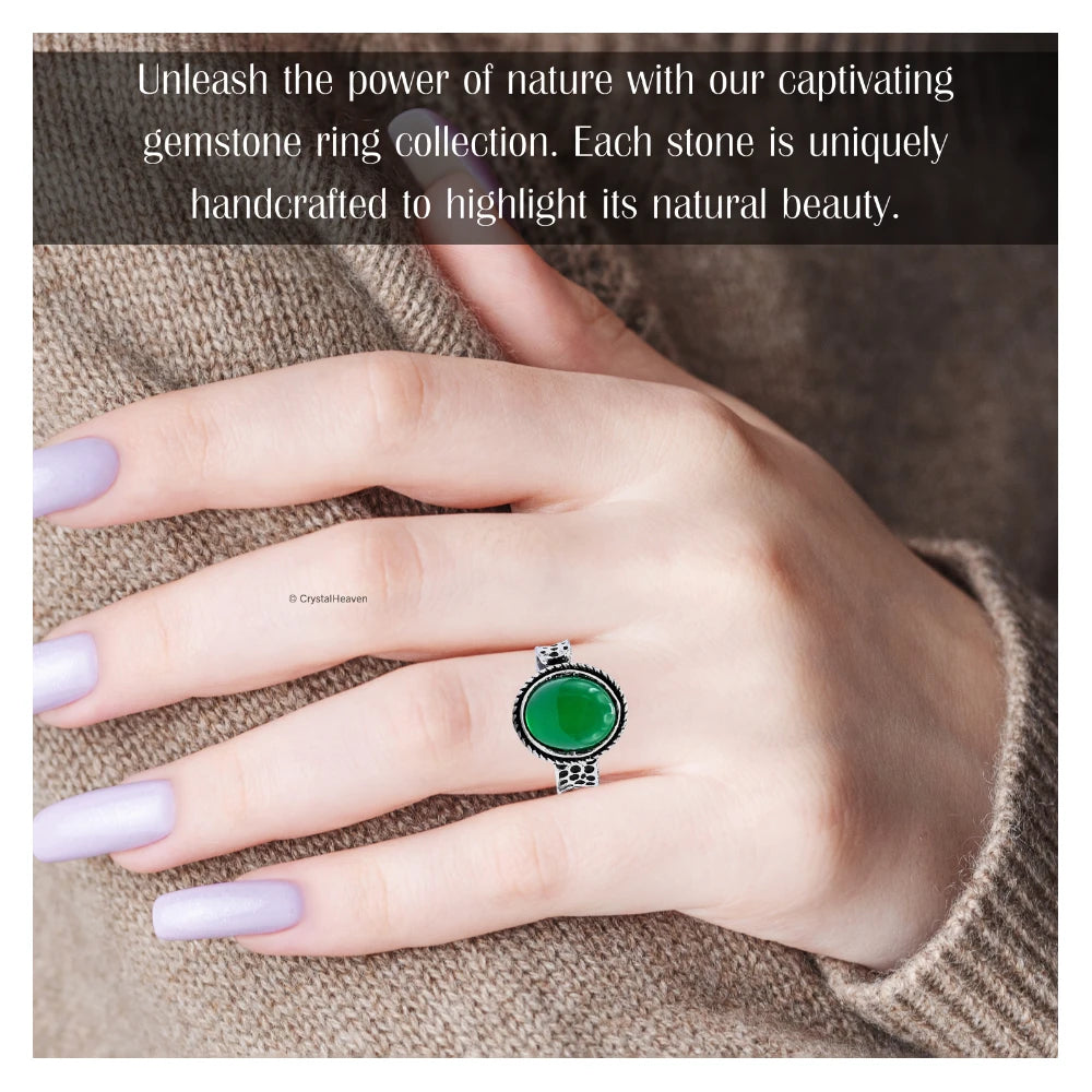 Green Aventurine Onyx Ring (Silver/Oval)