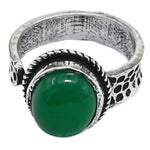 Green Aventurine Onyx Ring (Silver/Oval)