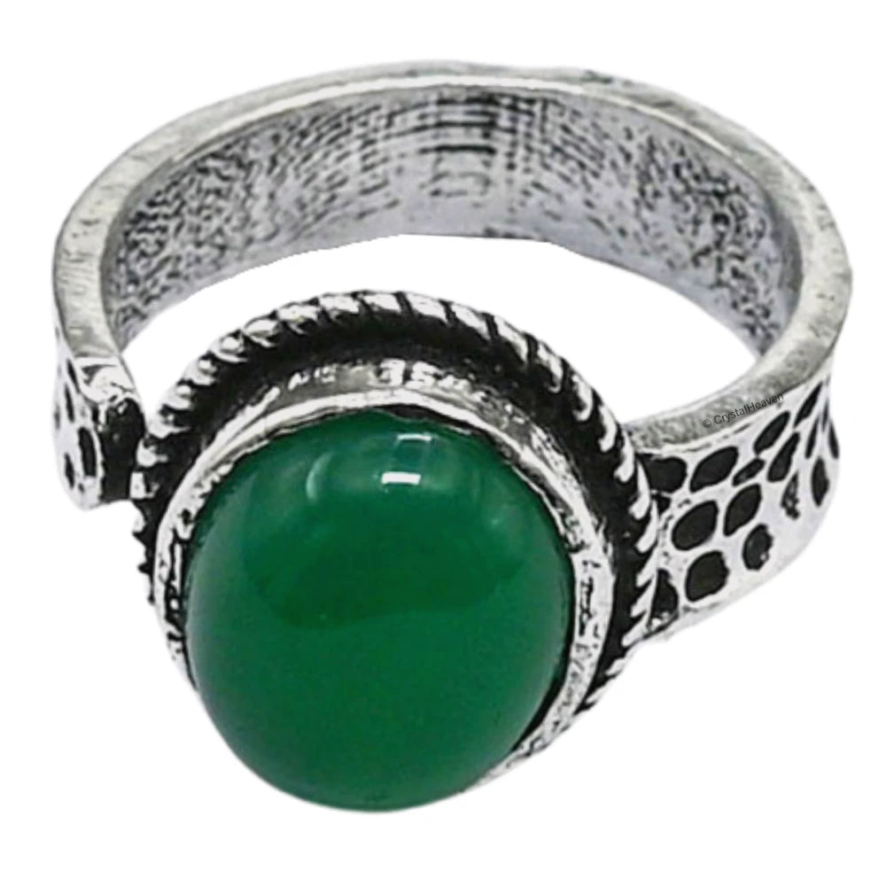 Green Aventurine Onyx Ring (Silver/Oval)