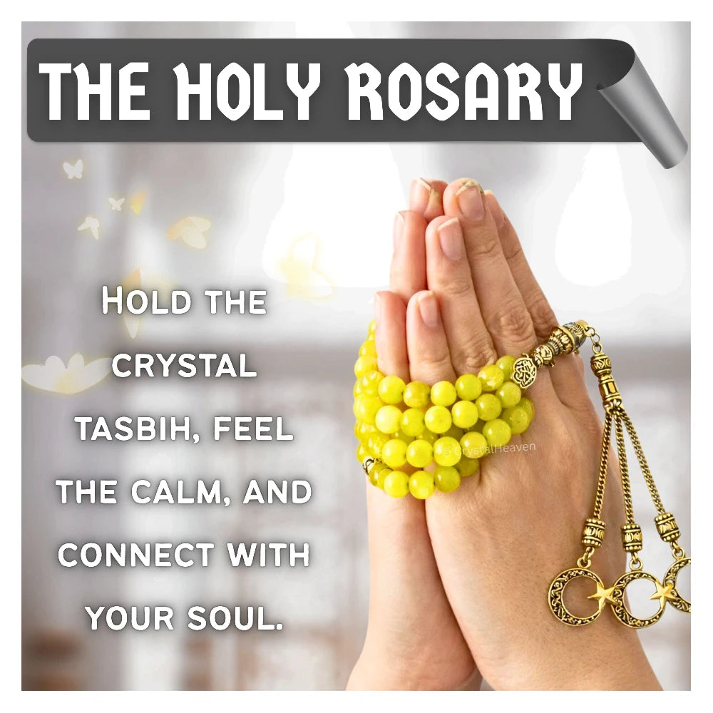 Lemon Jade Crystal Tasbih (Gold)
