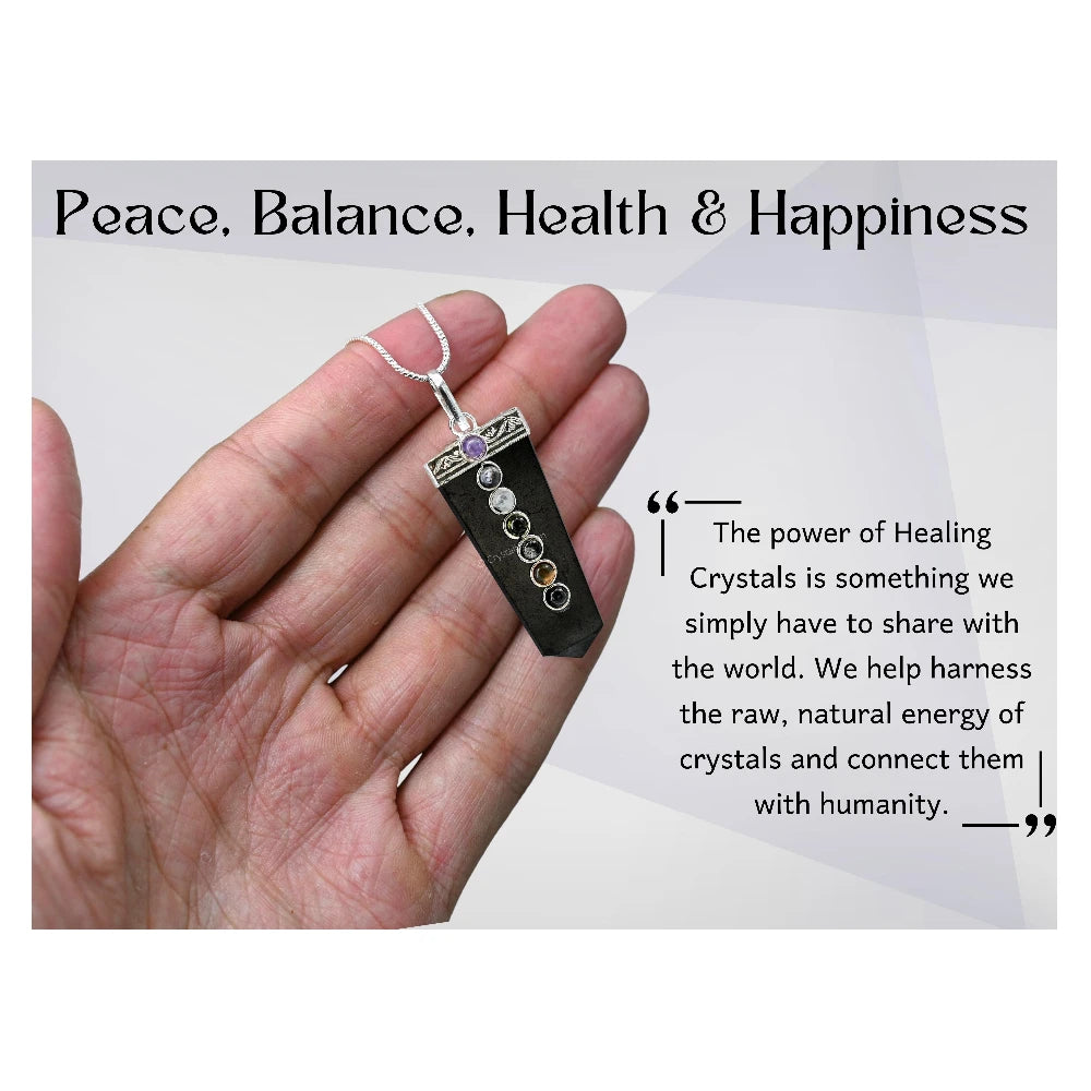 Shungite Necklace - Flat Pencil (Chakra)