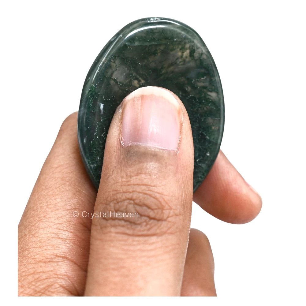 Moss Agate Worry Stone