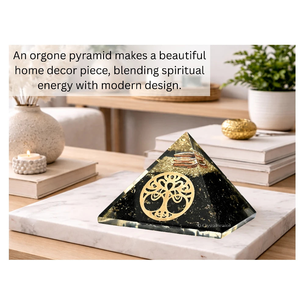 Black Tourmaline Orgone Pyramid (Round tree Of Life)