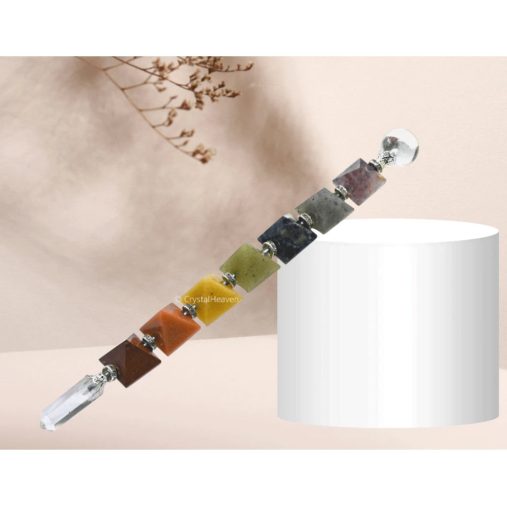 7 Chakra Crystal Pyramid Healing Stick (Horizontal wise)