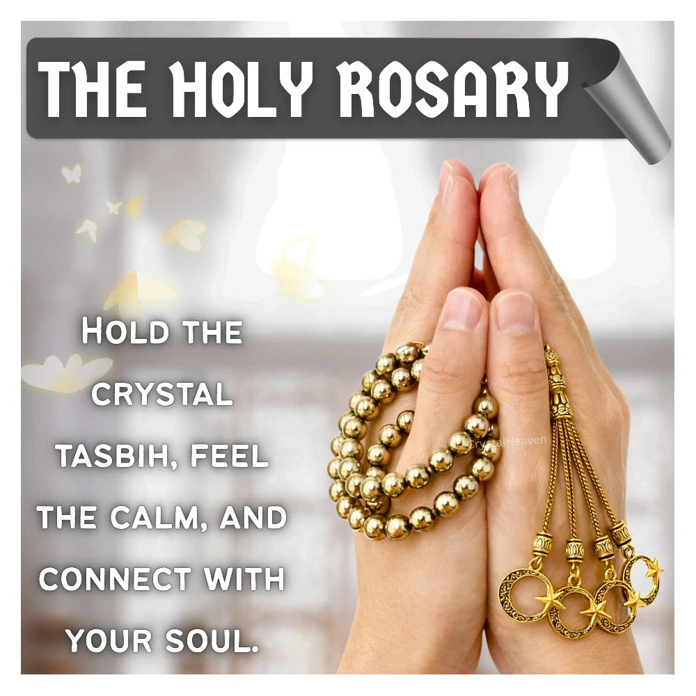 Golden Hematite Crystal Tasbih (Gold)