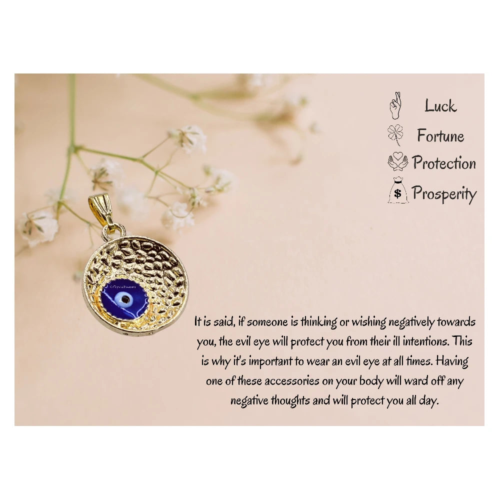 Blue Minimal Evil Eye Pendant Necklace