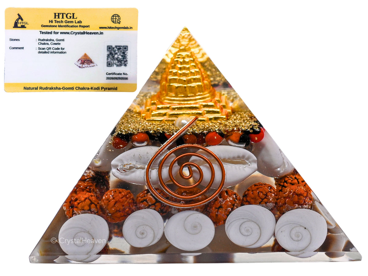 Shri Yantra Gomati Chakra Rudraksha Pyramid - Wealth Pyramid
