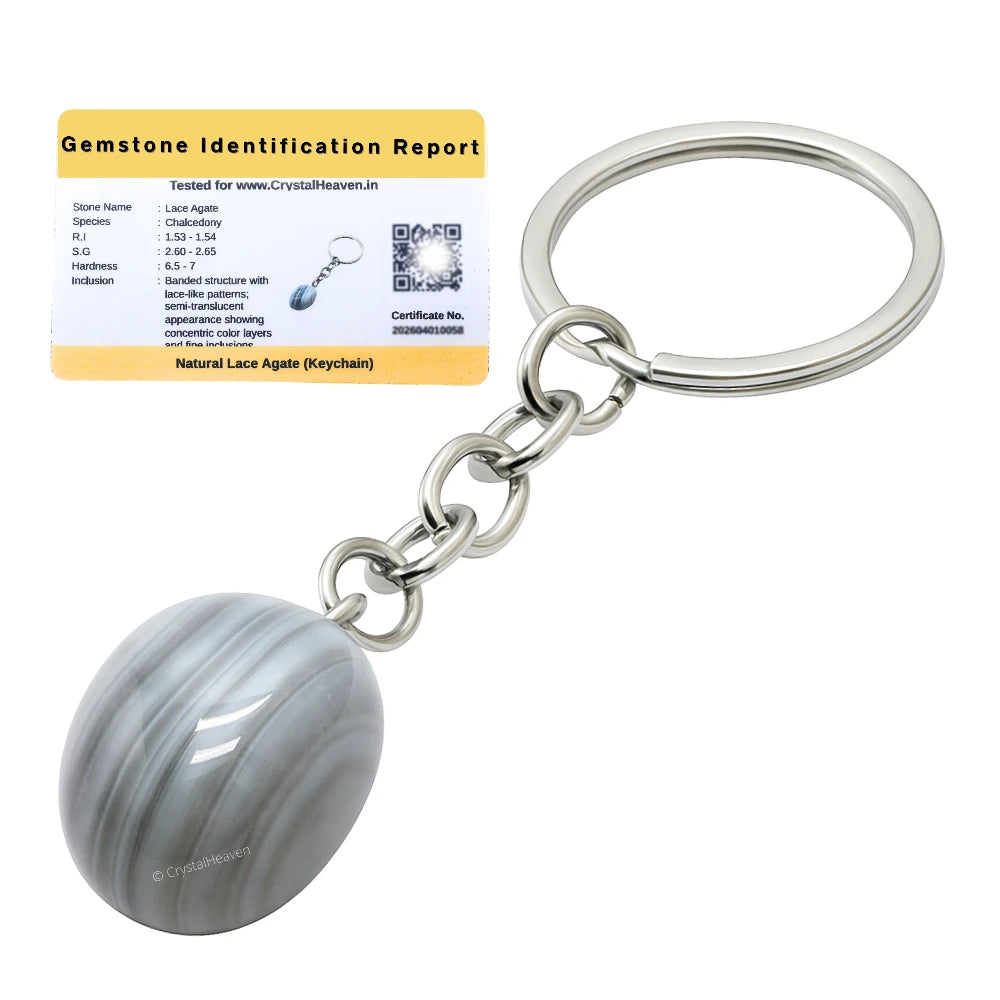 Lace Agate Crystal Keychain (Tumbled)