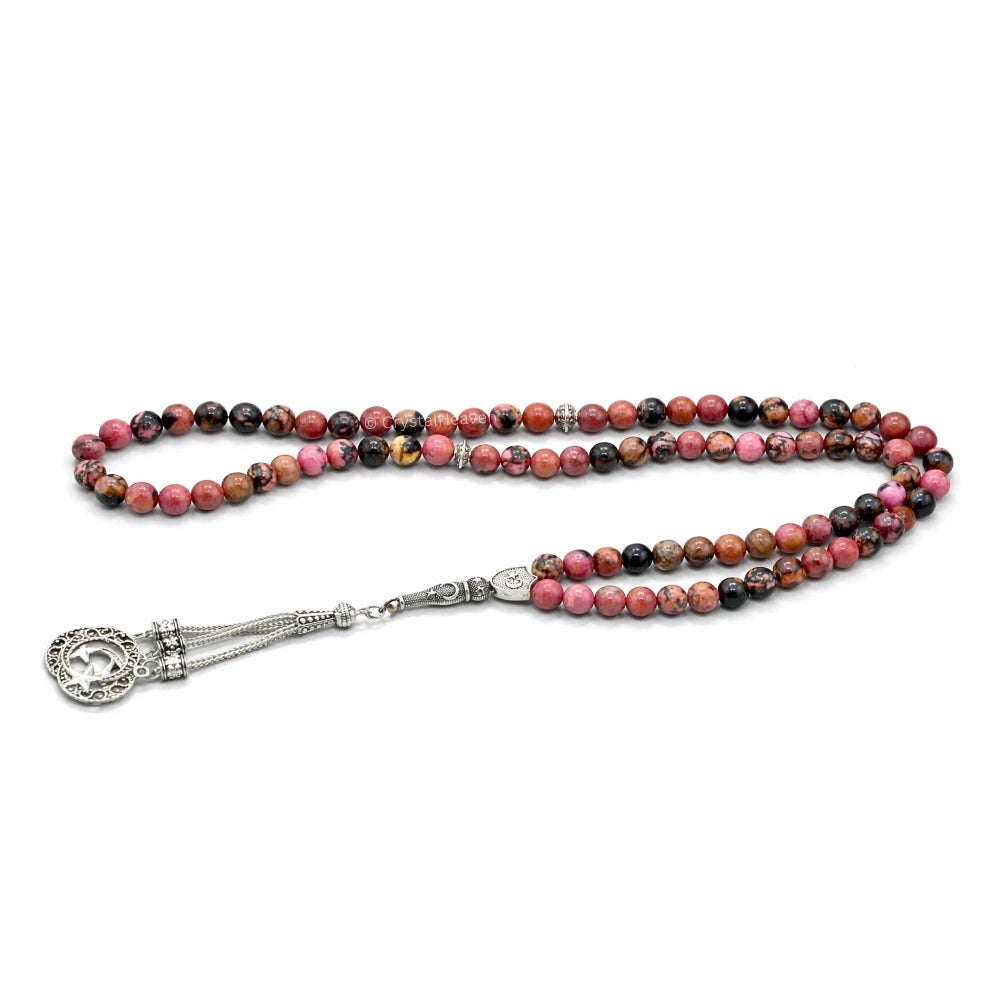 Rhodonite Crystal Tasbih (Silver)