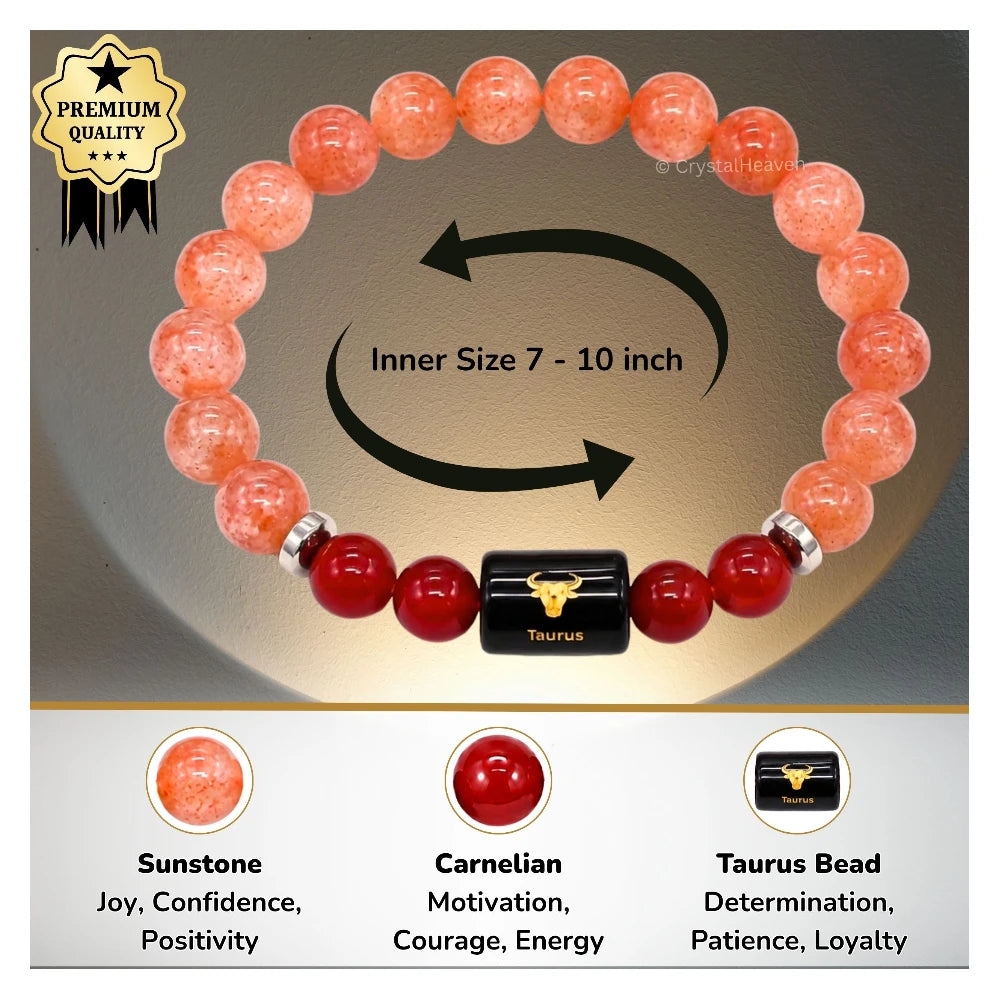 Taurus Bracelet (वृषभ राशि) - Sunstone & Carnelian