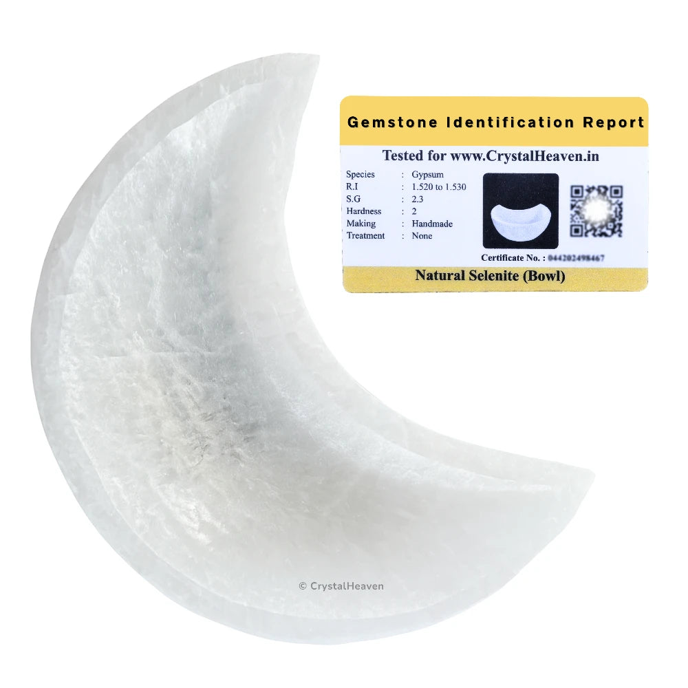 Selenite Crystal Charging Bowl - Moon