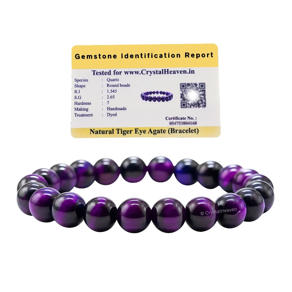 Purple Tiger Cat's Eye Bracelet (Elastic)