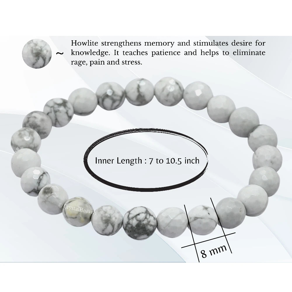 Howlite Bracelet (Faceted-Stretchable)