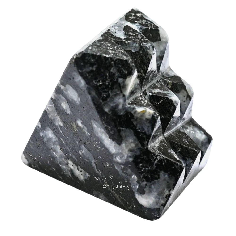 Black and White Tourmaline Lemurian Pyramid - Under 9 Pyramid Plate