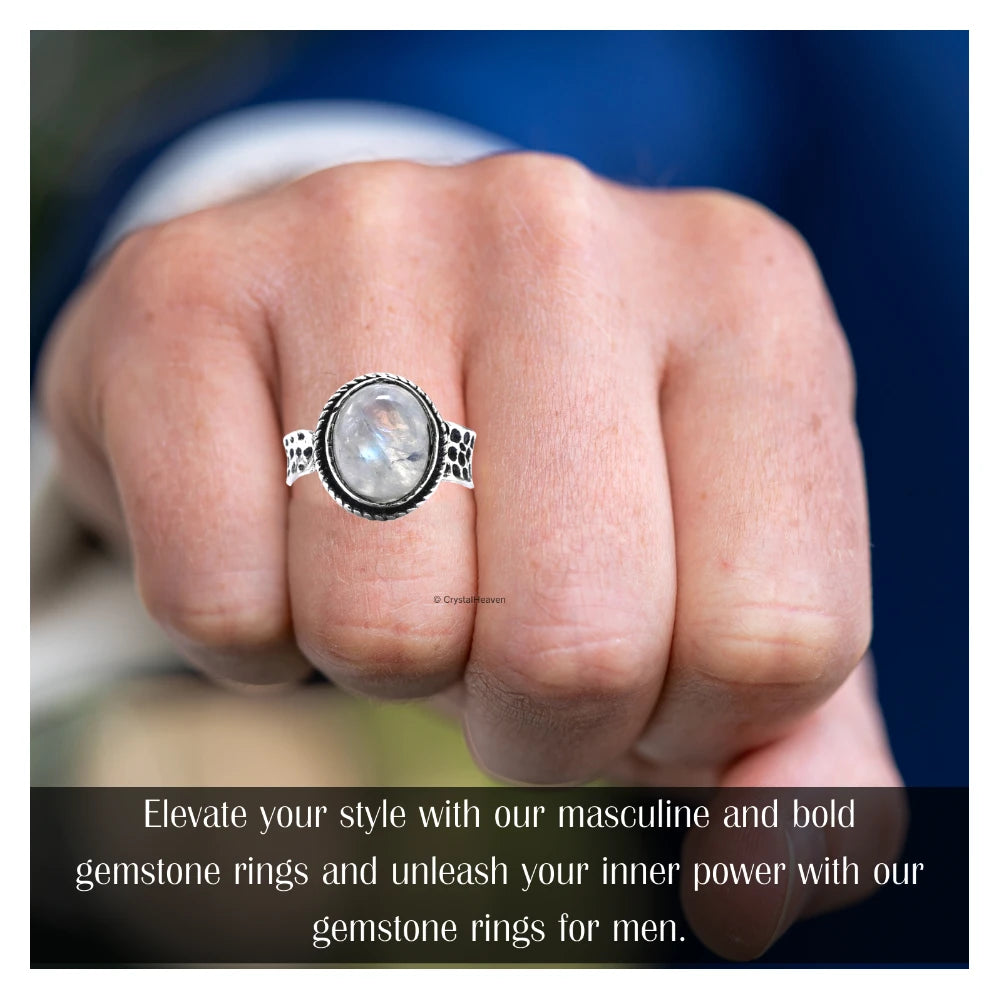Rainbow Moonstone Ring (Silver/Oval)