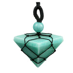 Amazonite Pyramid Macrame Pendant Necklace