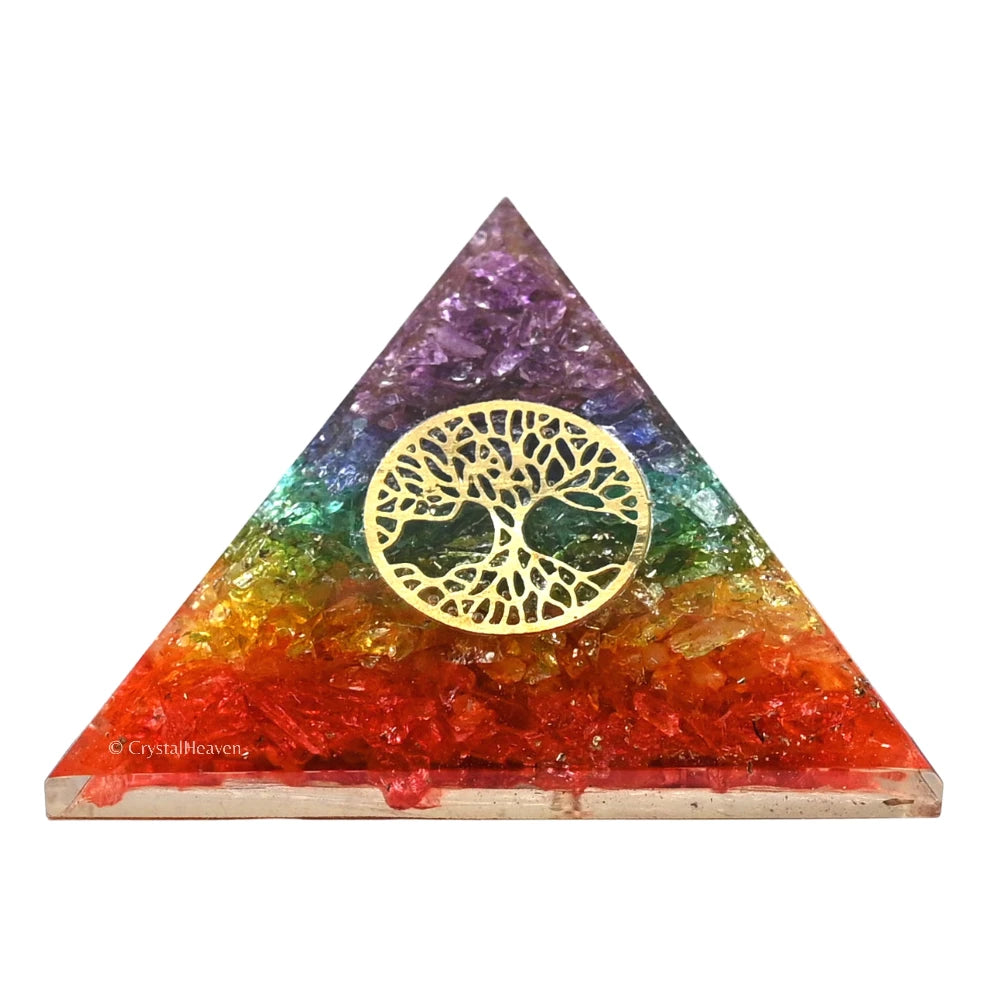 7 Chakra Onyx Orgone Pyramid (Small Tree Of Life)