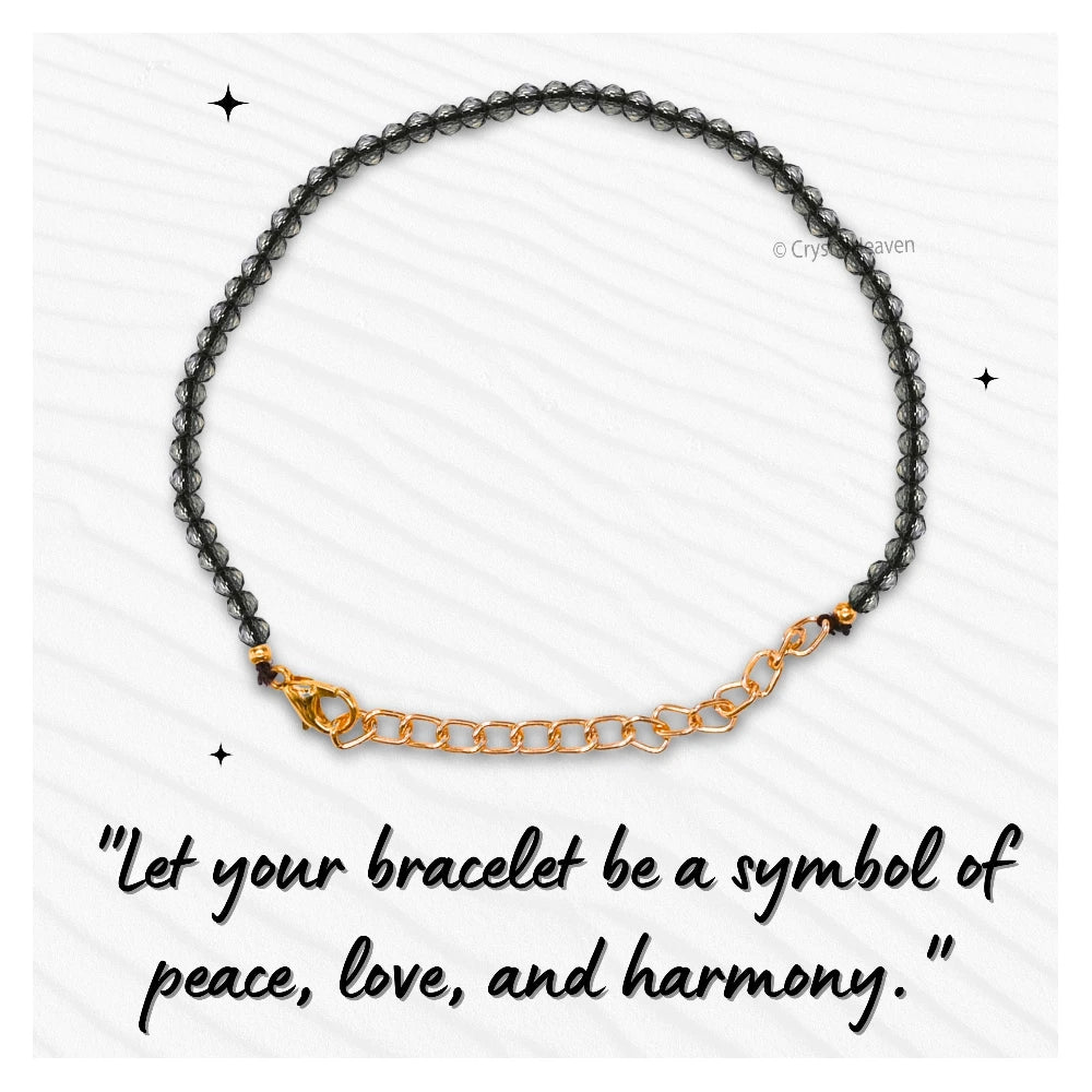 Smoky Quartz Bracelets - 2mm Faceted Beads (Gold)