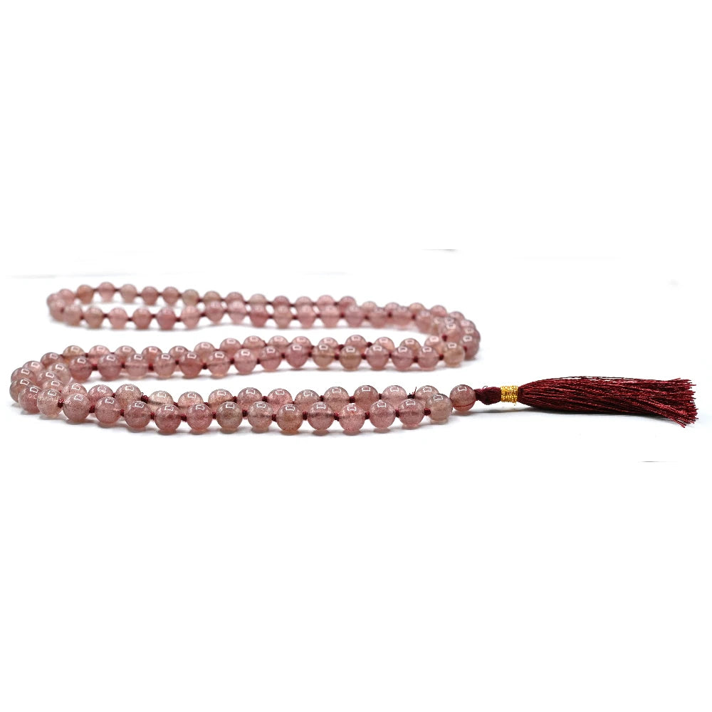 Strawberry Quartz Japa Mala (Hand Knotted)